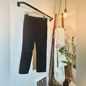 Black Express distressed super high rise mom jeans